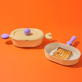 [BETTER FINGER] Neoflam Stew Pot Oval(24cm) + Grill Pan (24cm) Set – All-Heat Compatible, Signature 3-Piece Ceramic Coating Kitchen Pots and Pans Lid-Compatible - Made in Korea